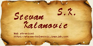 Stevan Kalanović vizit kartica